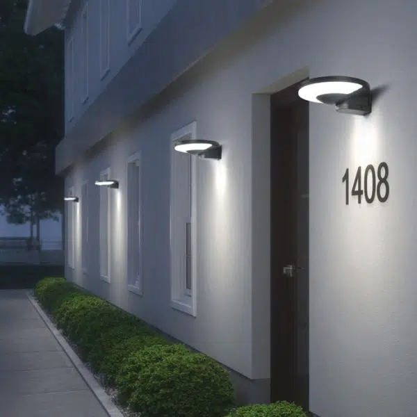 Contemporary Industrial Aluminum Disc Solar LED Wall Sconce Lamp For Outdoor Patio - Image 3