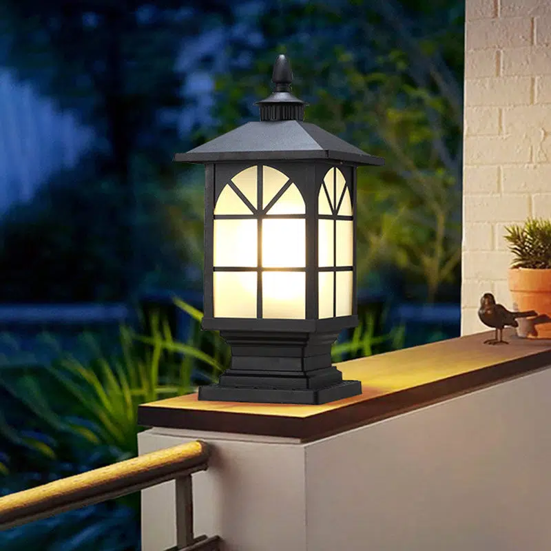 BS-Lighting-LL03271-1.jpg Contemporary Industrial Square Aluminum Frosted Glass 1-Light Outdoor Post Light For Garden - Image 1