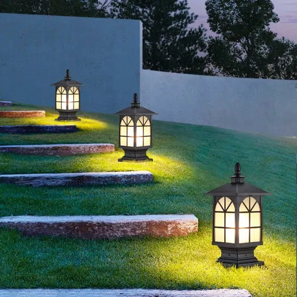 Contemporary Industrial Square Aluminum Frosted Glass 1-Light Outdoor Post Light For Garden - Image 11