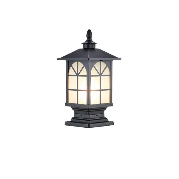 Contemporary Industrial Square Aluminum Frosted Glass 1-Light Outdoor Post Light For Garden - Image 14