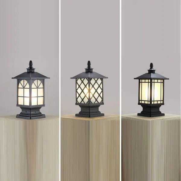 Contemporary Industrial Square Aluminum Frosted Glass 1-Light Outdoor Post Light For Garden - Image 9