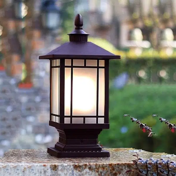 Contemporary Industrial Square Aluminum Frosted Glass 1-Light Outdoor Post Light For Garden - Image 13