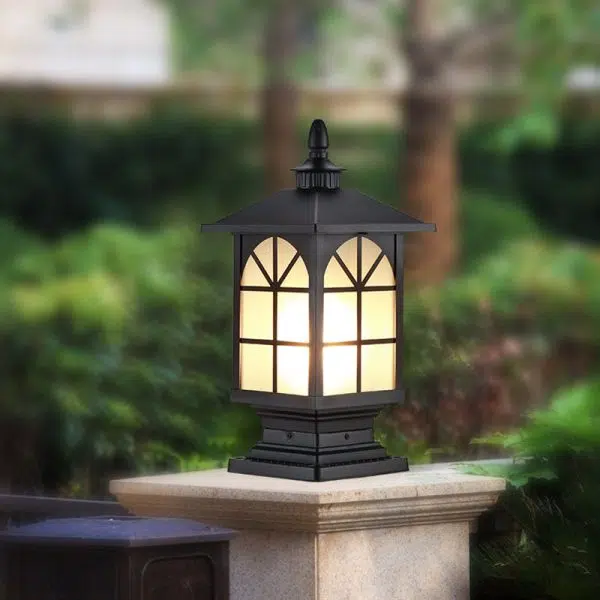 Contemporary Industrial Square Aluminum Frosted Glass 1-Light Outdoor Post Light For Garden - Image 10