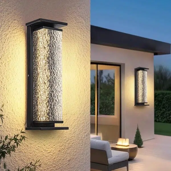 Contemporary Industrial Stainless Steel Crack Shade Cuboid LED Solar Outdoor Wall Sconce Lamp For Garden - Image 2