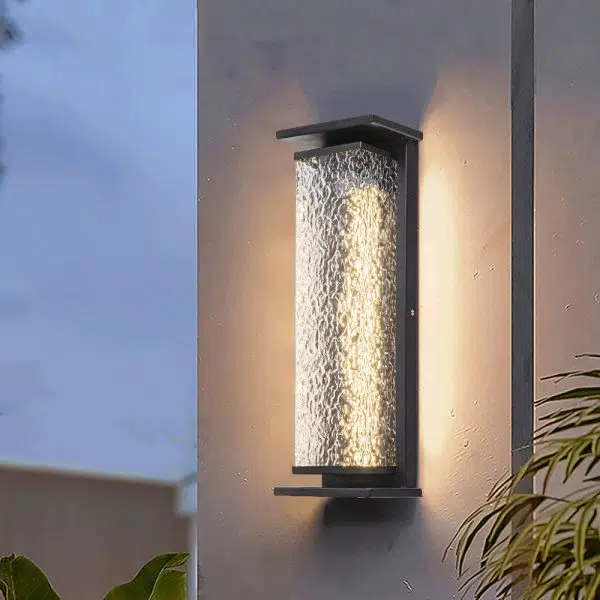 Contemporary Industrial Stainless Steel Crack Shade Cuboid LED Solar Outdoor Wall Sconce Lamp For Garden