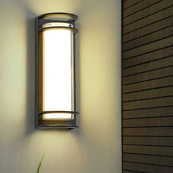 Contemporary Industrial Aluminum Acrylic Cylinder LED Waterproof Wall Sconce Lamp For Outdoor Patio - Image 7