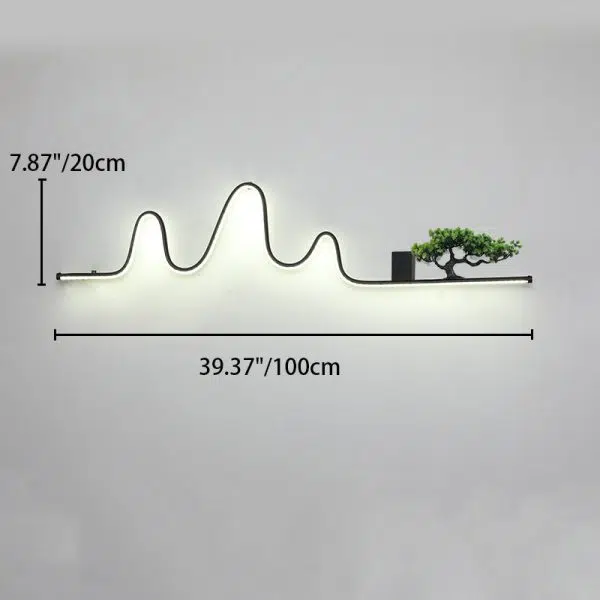 Contemporary Creative Aluminum Arc Linear PVC Simulated Pine Wood LED Waterproof Outdoor Wall Sconce Lamp For Garden - Image 4