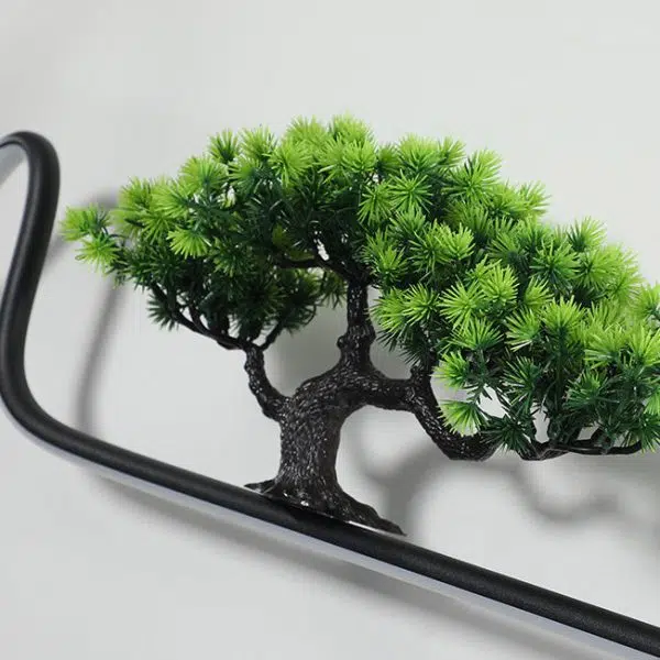 Contemporary Creative Aluminum Arc Linear PVC Simulated Pine Wood LED Waterproof Outdoor Wall Sconce Lamp For Garden - Image 5