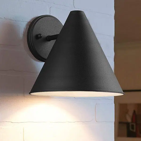 Contemporary Industrial Iron Geometric Cone 1-Light Outdoor Waterproof Wall Sconce Lamp For Outdoor Patio - Image 5