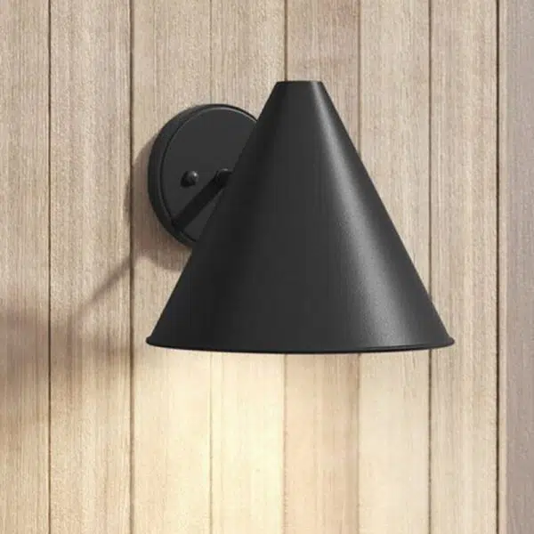 Contemporary Industrial Iron Geometric Cone 1-Light Outdoor Waterproof Wall Sconce Lamp For Outdoor Patio - Image 6