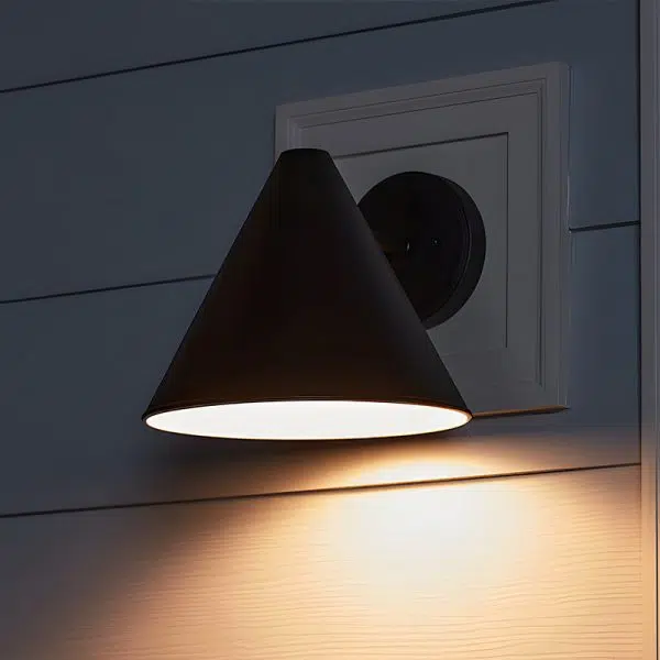 Contemporary Industrial Iron Geometric Cone 1-Light Outdoor Waterproof Wall Sconce Lamp For Outdoor Patio - Image 3