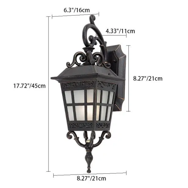 Contemporary Industrial Aluminum Frame Frosted Glass 1-Light Outdoor Waterproof Wall Sconce Lamp For Outdoor Patio - Image 3