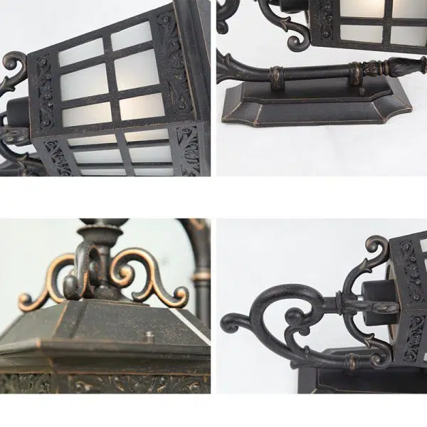 Contemporary Industrial Aluminum Frame Frosted Glass 1-Light Outdoor Waterproof Wall Sconce Lamp For Outdoor Patio - Image 4