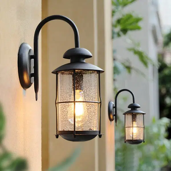 Contemporary Simplicity Iron Frame Glass Cylinder 1-Light Outdoor Waterproof Wall Sconce Lamp For Garden - Image 9