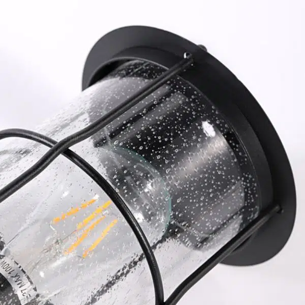 Contemporary Simplicity Iron Frame Glass Cylinder 1-Light Outdoor Waterproof Wall Sconce Lamp For Garden - Image 5