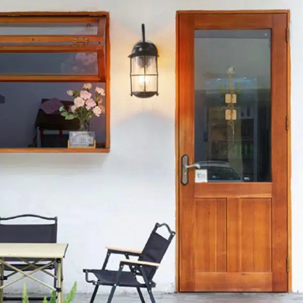 Contemporary Simplicity Iron Frame Glass Cylinder 1-Light Outdoor Waterproof Wall Sconce Lamp For Garden - Image 3