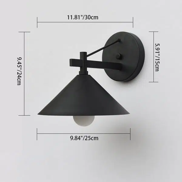 Contemporary Nordic Iron Geometric Cone 1-Light Outdoor Waterproof Wall Sconce Lamp For Garden - Image 4