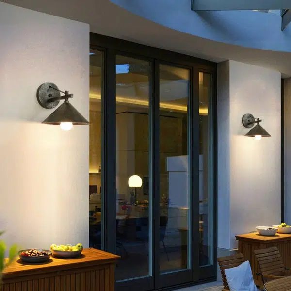 Contemporary Nordic Iron Geometric Cone 1-Light Outdoor Waterproof Wall Sconce Lamp For Garden - Image 8