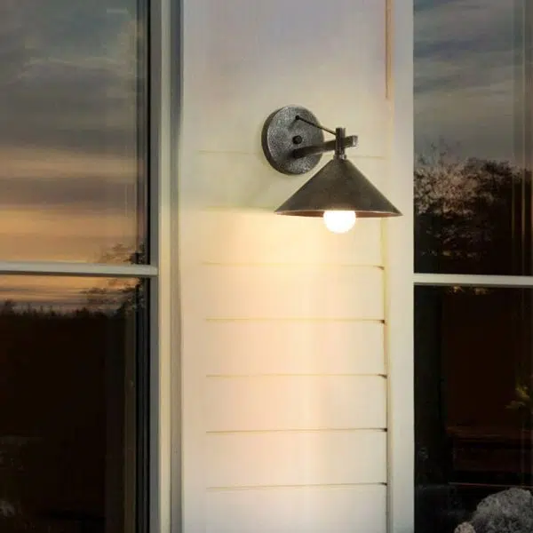 Contemporary Nordic Iron Geometric Cone 1-Light Outdoor Waterproof Wall Sconce Lamp For Garden - Image 2