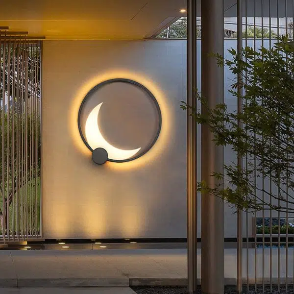 Contemporary Simplicity Geometric Circle Ring Stainless Steel Acrylic LED Solar Outdoor Wall Sconce Lamp For Garden - Image 2