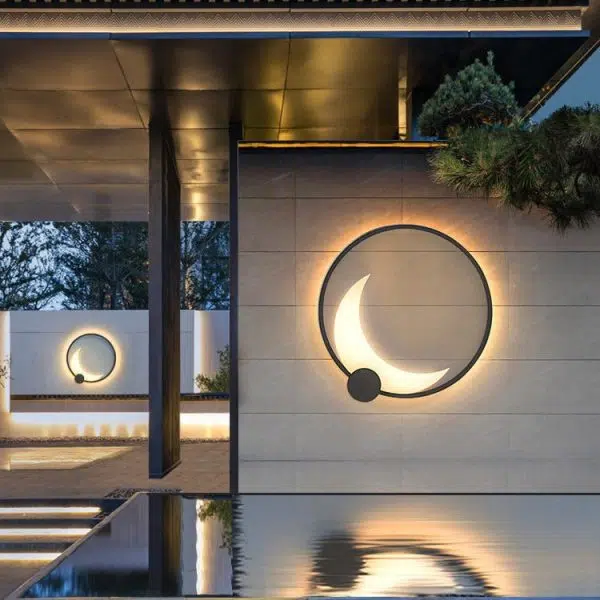 Contemporary Simplicity Geometric Circle Ring Stainless Steel Acrylic LED Solar Outdoor Wall Sconce Lamp For Garden - Image 3