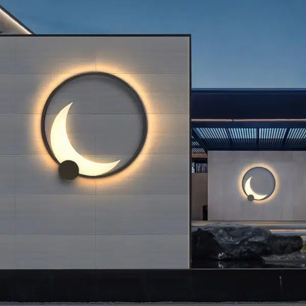 Contemporary Simplicity Geometric Circle Ring Stainless Steel Acrylic LED Solar Outdoor Wall Sconce Lamp For Garden