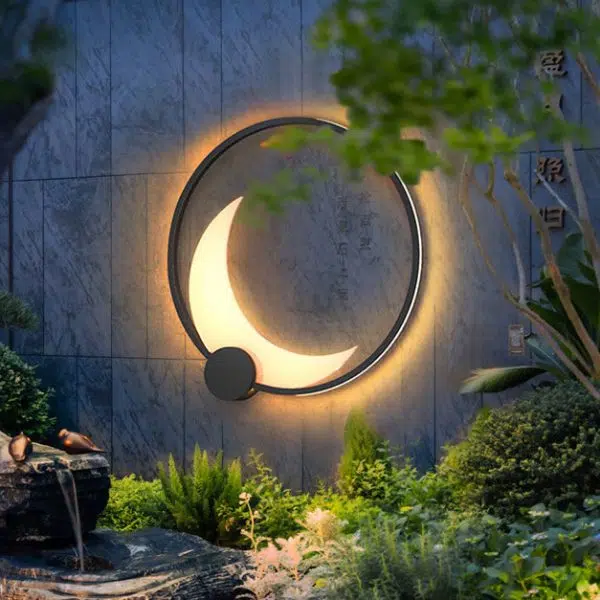 Contemporary Simplicity Geometric Circle Ring Stainless Steel Acrylic LED Solar Outdoor Wall Sconce Lamp For Garden - Image 7