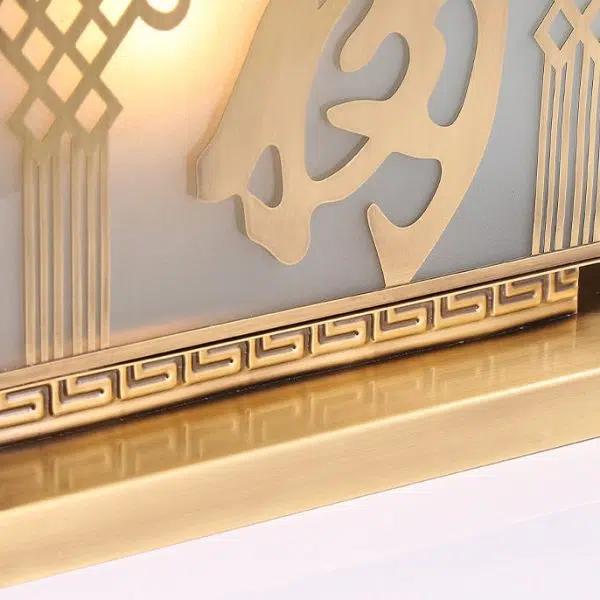 Traditional Chinese Square Full Copper Glass 1-Light Solar Outdoor Post Head Light For Garden - Image 7