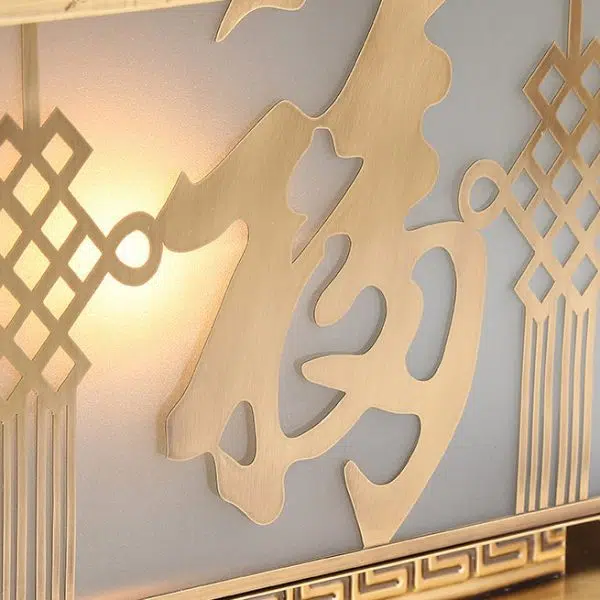 Traditional Chinese Square Full Copper Glass 1-Light Solar Outdoor Post Head Light For Garden - Image 6