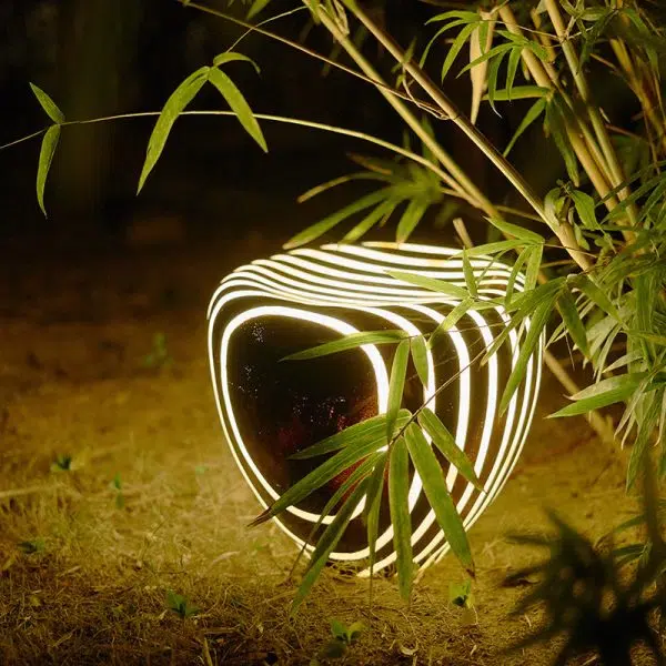 Contemporary Simplicity Solar Resin Simulation Striped Stone LED Outdoor Light For Garden - Image 12