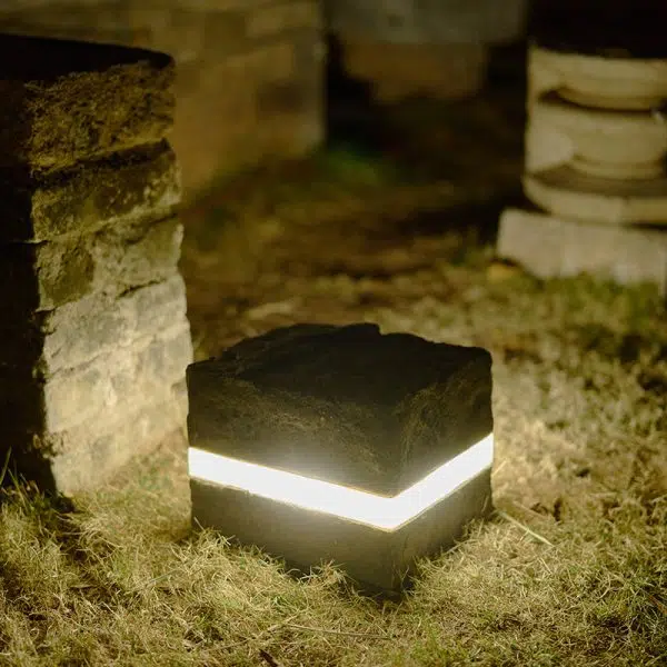 Contemporary Simplicity Solar Resin Simulation Striped Stone LED Outdoor Light For Garden - Image 13