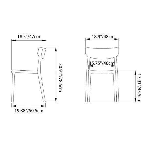 Contemporary Nordic Square Plastic Stackable Dining Chair Open Back For Dining Room - Image 4