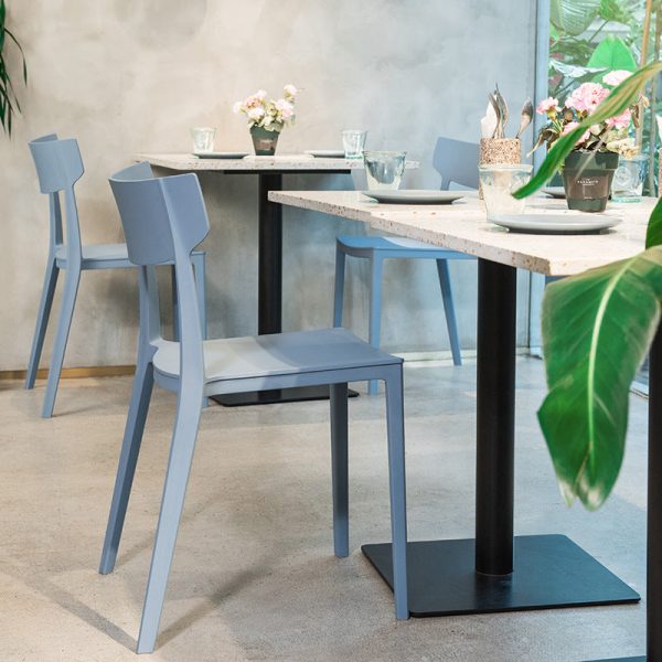 Contemporary Nordic Square Plastic Stackable Dining Chair Open Back For Dining Room - Image 2