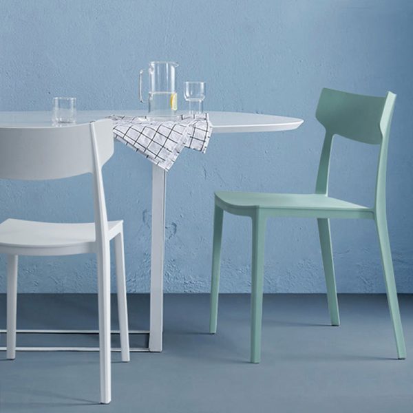 Contemporary Nordic Square Plastic Stackable Dining Chair Open Back For Dining Room - Image 7