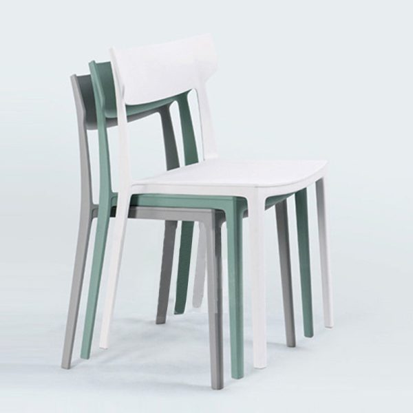 Contemporary Nordic Square Plastic Stackable Dining Chair Open Back For Dining Room - Image 8