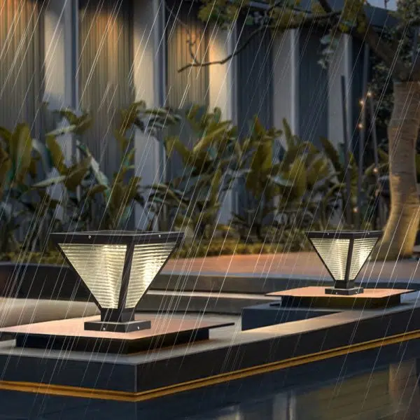 Modern Minimalist Waterproof Square Prismatic Stainless Steel Glass 1-Light Outdoor Light For Patio - Image 2