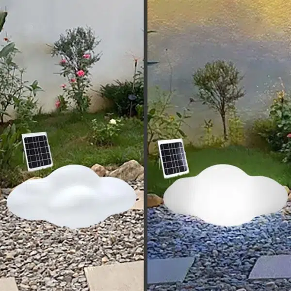 Modern Art Deco Solar Waterproof Cloud Shape PE LED Outdoor Light For Outdoor - Image 8