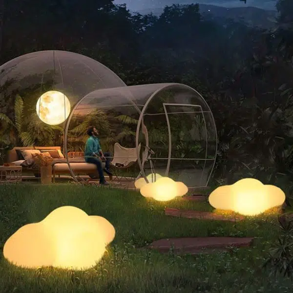 Modern Art Deco Solar Waterproof Cloud Shape PE LED Outdoor Light For Outdoor - Image 3