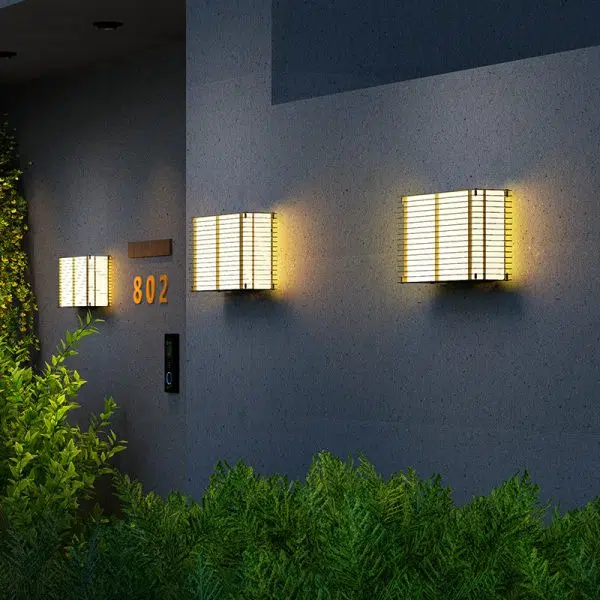 Modern Minimalist Solar Waterproof Rectangle PE Stainless Steel LED Outdoor Light For Outdoor