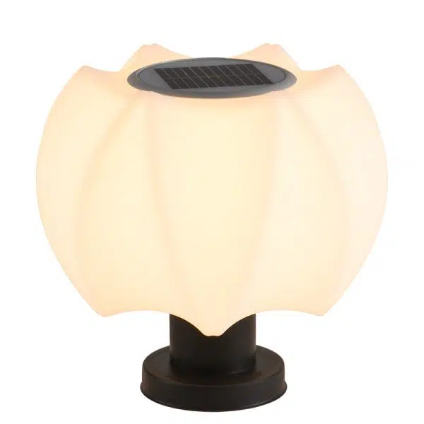 Modern Minimalist Solar Waterproof Lotus Round Cylinder PE LED Outdoor Lights For Patio - Image 11