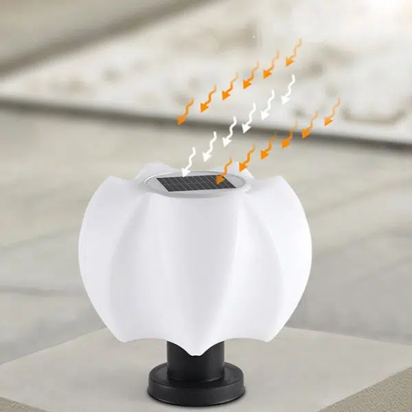 Modern Minimalist Solar Waterproof Lotus Round Cylinder PE LED Outdoor Lights For Patio - Image 10