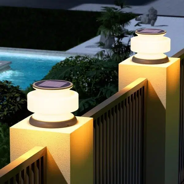 Modern Minimalist Solar Waterproof Cylinder Stainless Steel Plastic LED Outdoor Light For Patio - Image 2