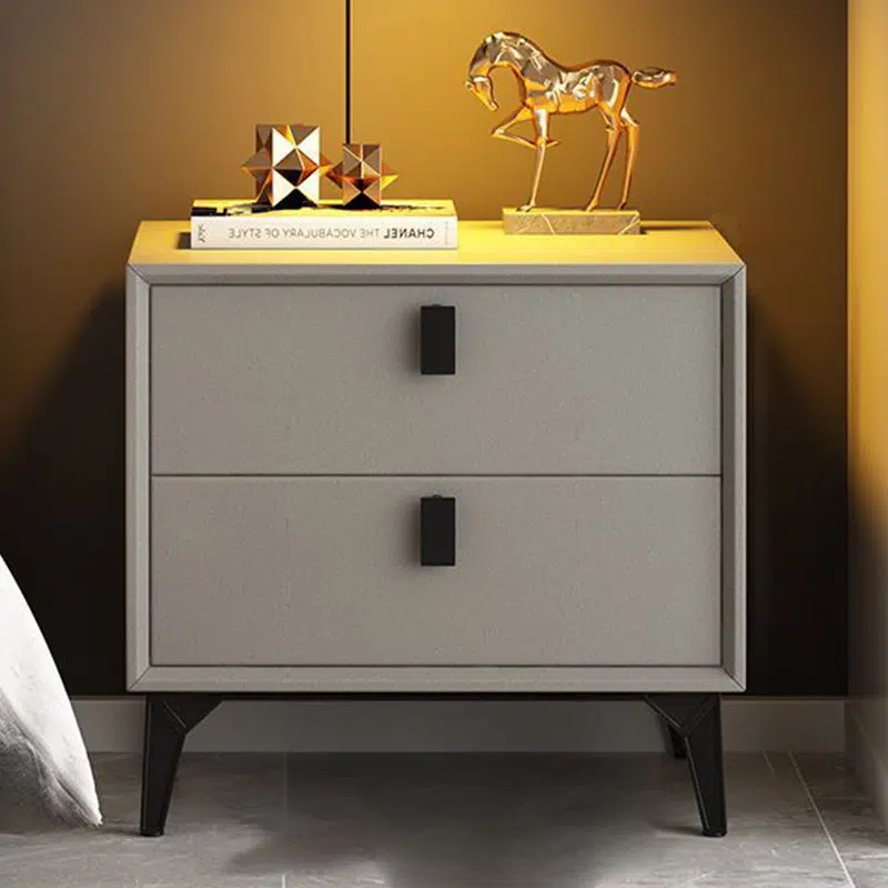 BS-Lighting-LP01868-1.jpg Contemporary Scandinavian Rectangular Leather Solid Wood Nightstand 2-Drawer For Bedroom - Image 1