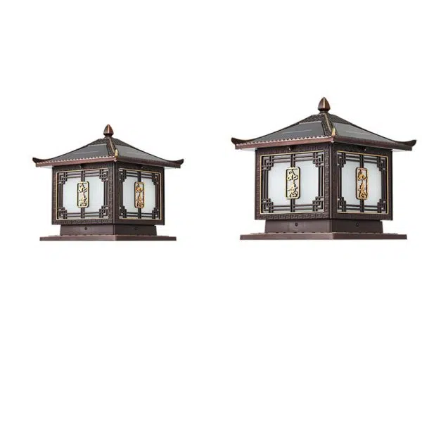 Traditional Chinese Square Patio Ruyi Solar Waterproof Glass Aluminum LED Outdoor Light For Garden - Image 43