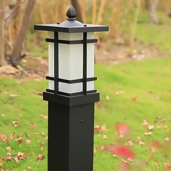 Modern Minimalist Rectangle Lattice Glass Aluminum 1-Light Landscape Lighting Outdoor Light For Garden - Image 15