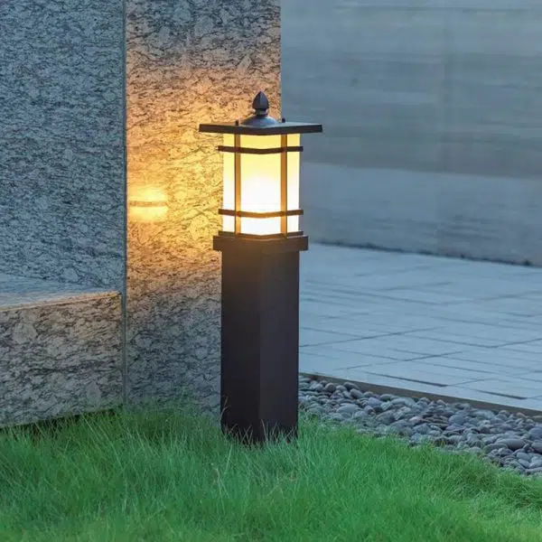 Modern Minimalist Rectangle Lattice Glass Aluminum 1-Light Landscape Lighting Outdoor Light For Garden - Image 11