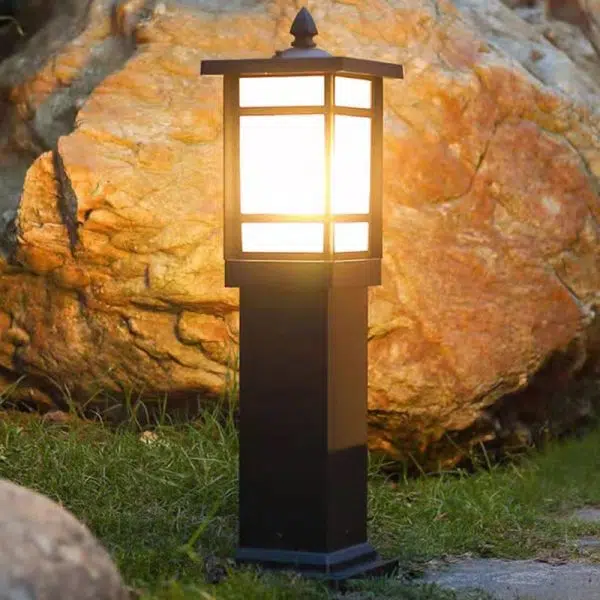 Modern Minimalist Rectangle Lattice Glass Aluminum 1-Light Landscape Lighting Outdoor Light For Garden - Image 10