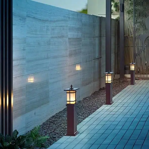 Modern Minimalist Rectangle Lattice Glass Aluminum 1-Light Landscape Lighting Outdoor Light For Garden - Image 3