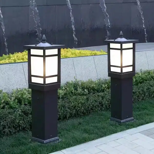 Modern Minimalist Rectangle Lattice Glass Aluminum 1-Light Landscape Lighting Outdoor Light For Garden - Image 13