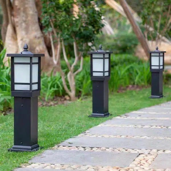 Modern Minimalist Rectangle Lattice Glass Aluminum 1-Light Landscape Lighting Outdoor Light For Garden - Image 9
